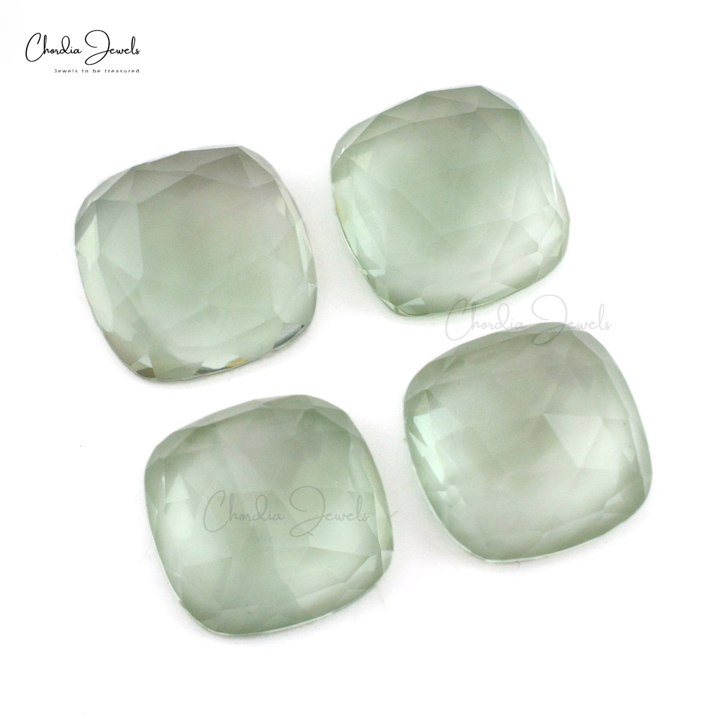 AAA Quality Cushion Rose Cut 10mm Green Amethyst Loose Stone For Jewelry, 4 Piece