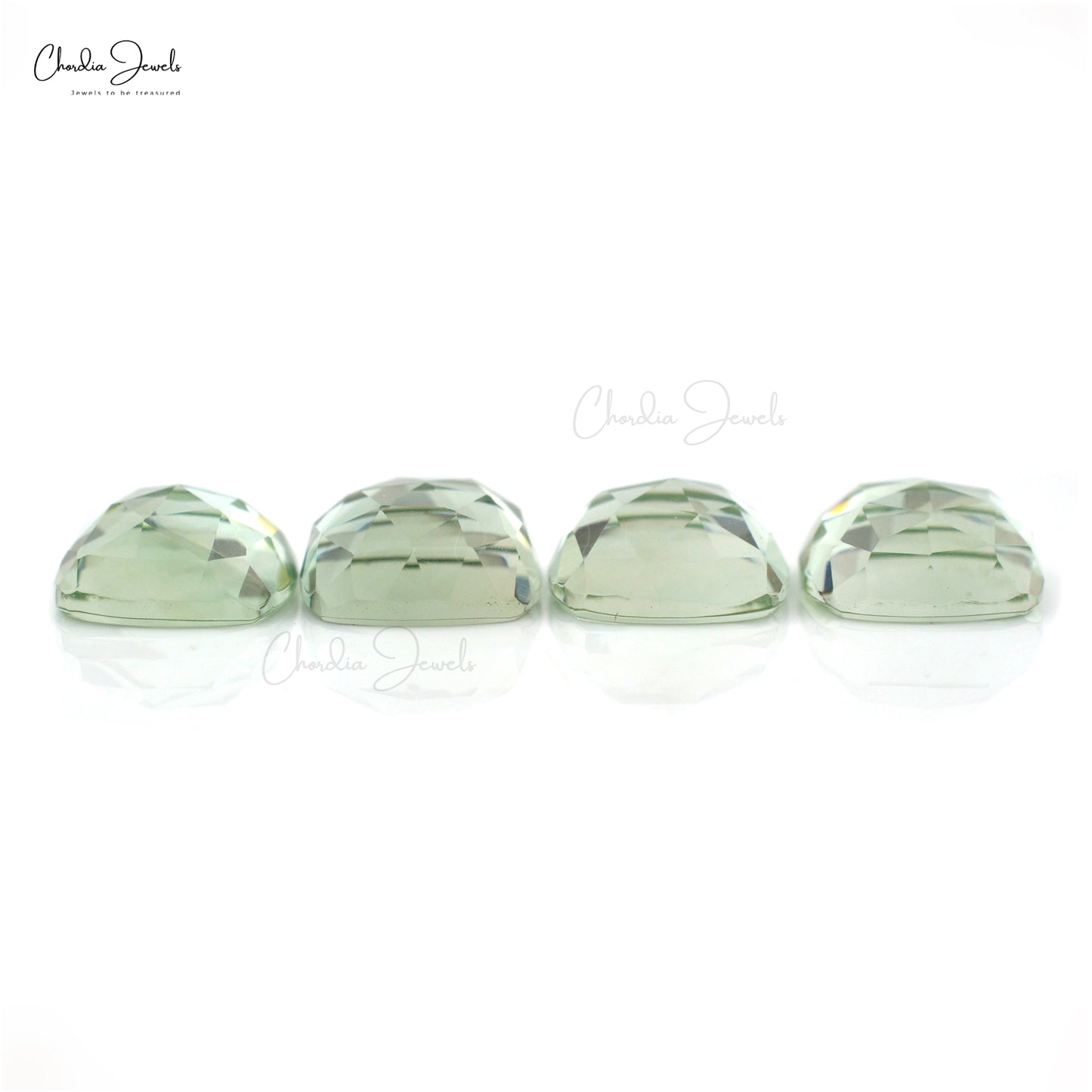 AAA Quality Cushion Rose Cut 10mm Green Amethyst Loose Stone For Jewelry, 4 Piece