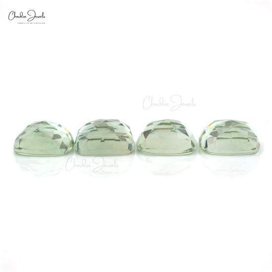 AAA Quality Cushion Rose Cut 10mm Green Amethyst Loose Stone For Jewelry, 4 Piece