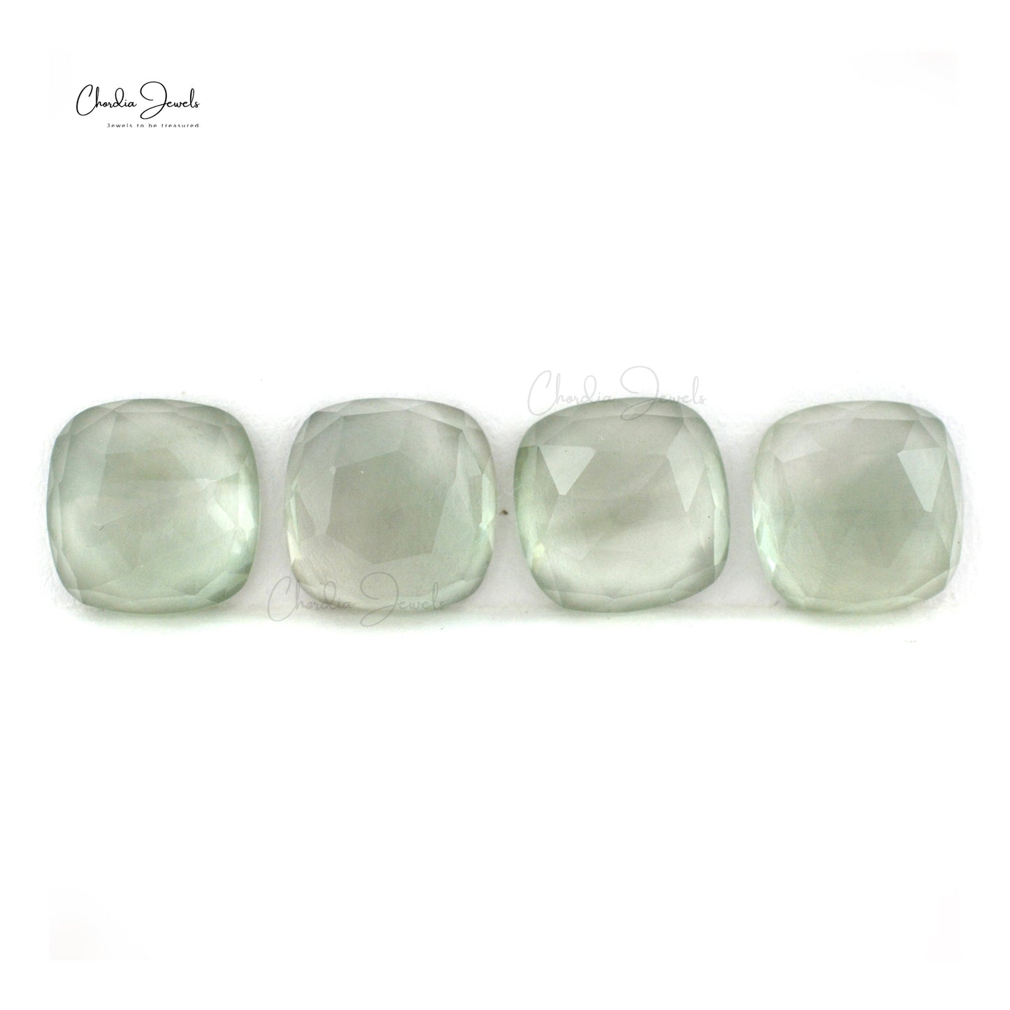 AAA Quality Cushion Rose Cut 10mm Green Amethyst Loose Stone For Jewelry, 4 Piece