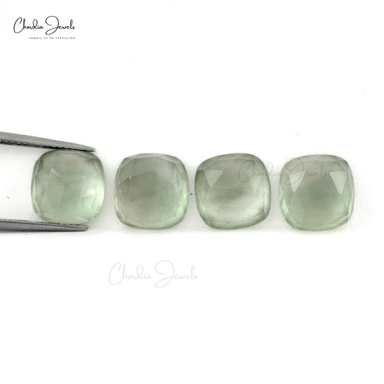 AAA Quality Cushion Rose Cut 10mm Green Amethyst Loose Stone For Jewelry, 4 Piece