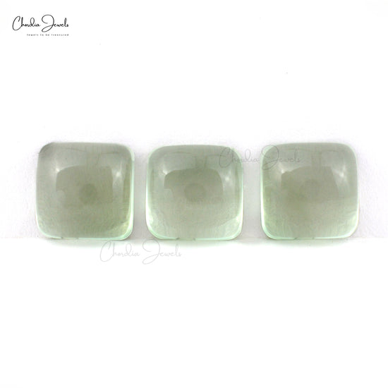 Genuine Green Amethyst 10mm Square Cabochon Loose Stones For Sale, 3 Piece