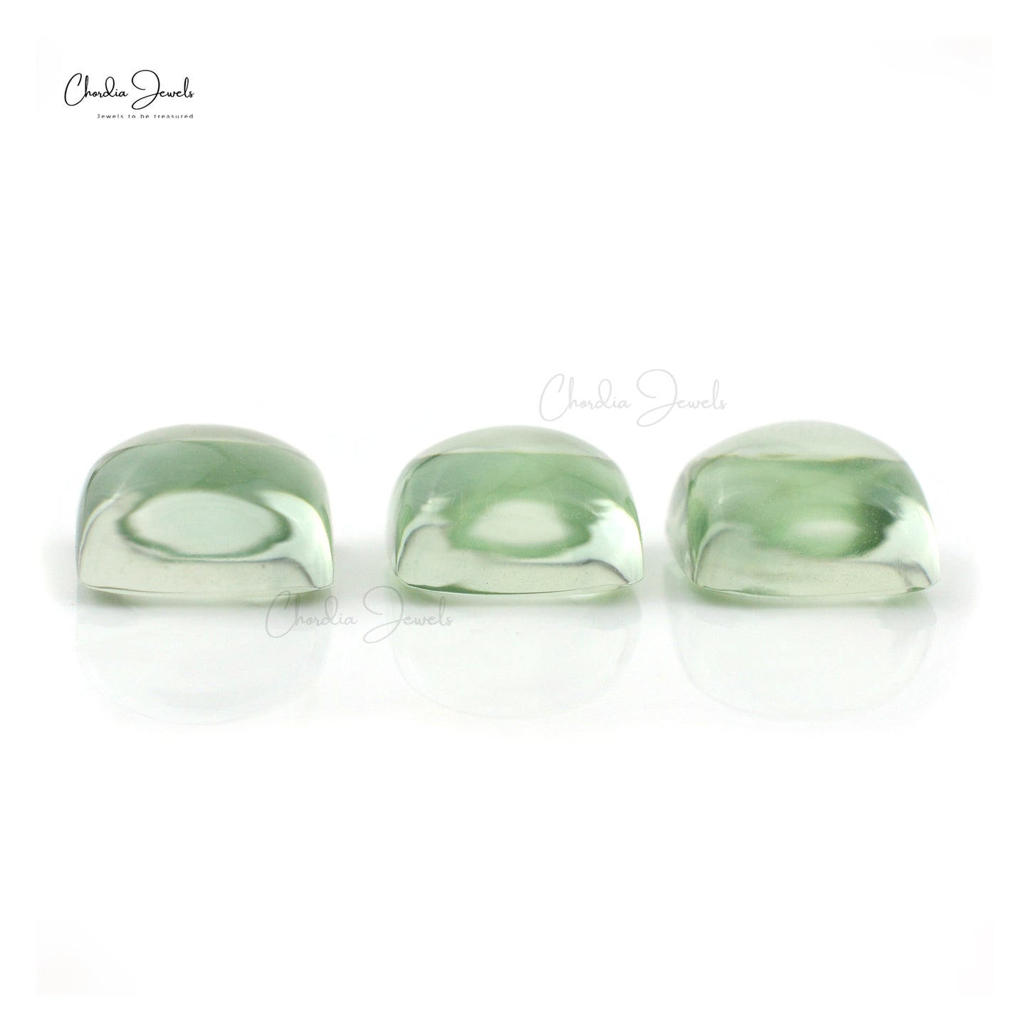 Genuine Green Amethyst 10mm Square Cabochon Loose Stones For Sale, 3 Piece