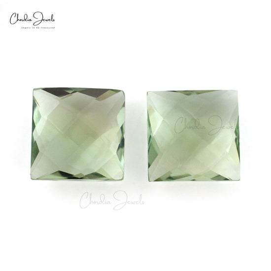 Square Briolette 8.67 Ct Brazilian Green Amethyst Wholesale Loose Stone Pair, 2 Piece