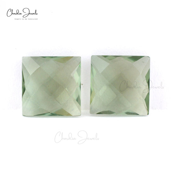 Square Briolette 8.67 Ct Brazilian Green Amethyst Wholesale Loose Stone Pair, 2 Piece