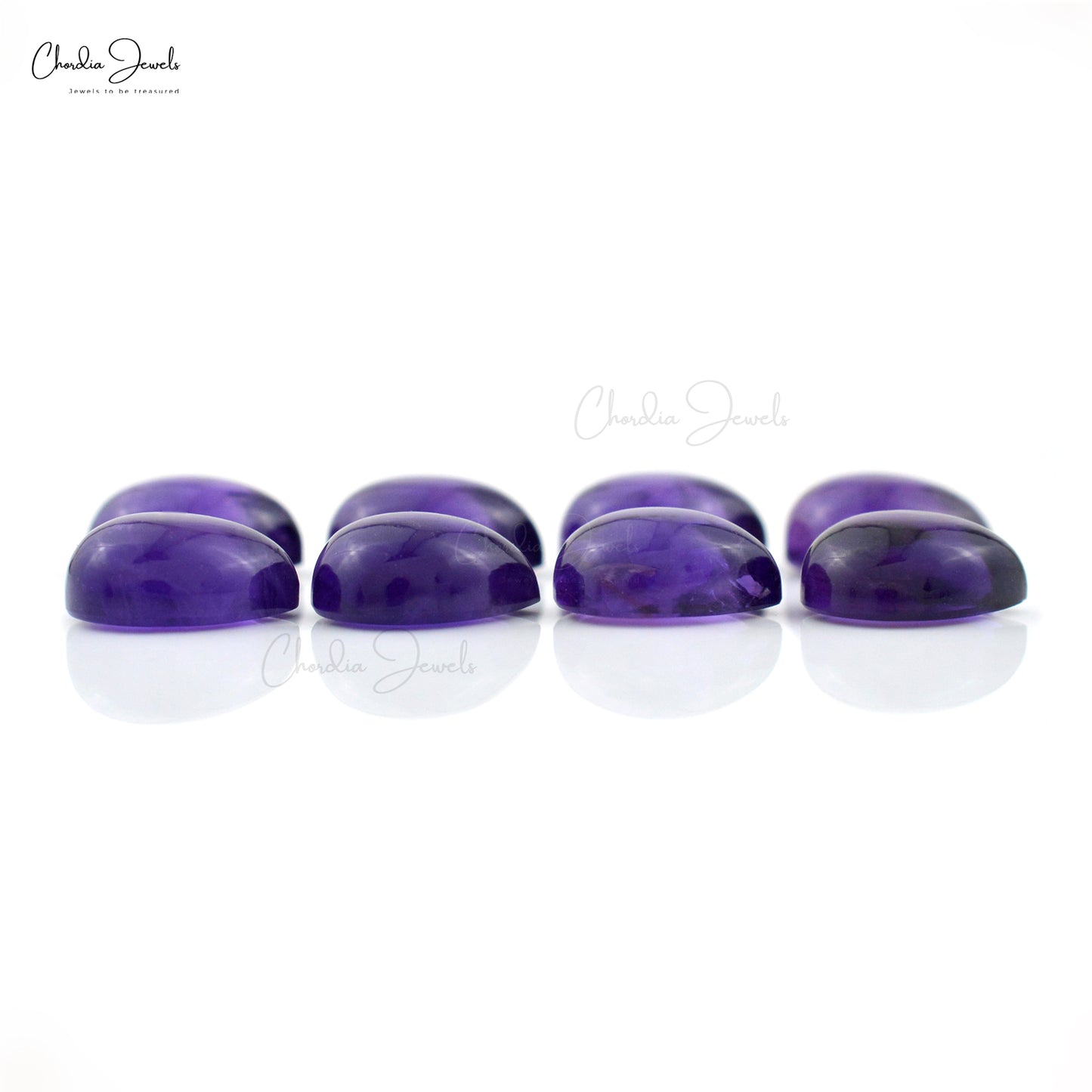 Natural Amethyst Pear Cabochon 10x8mm Loose Gemstones Lot For Jewelry Making, 8 Piece