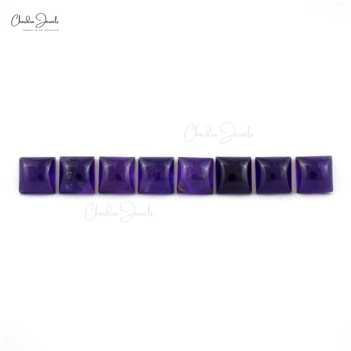 Square Cabochon 8mm Amethyst Semi Precious Loose Gemstone For Sale, 8 Piece