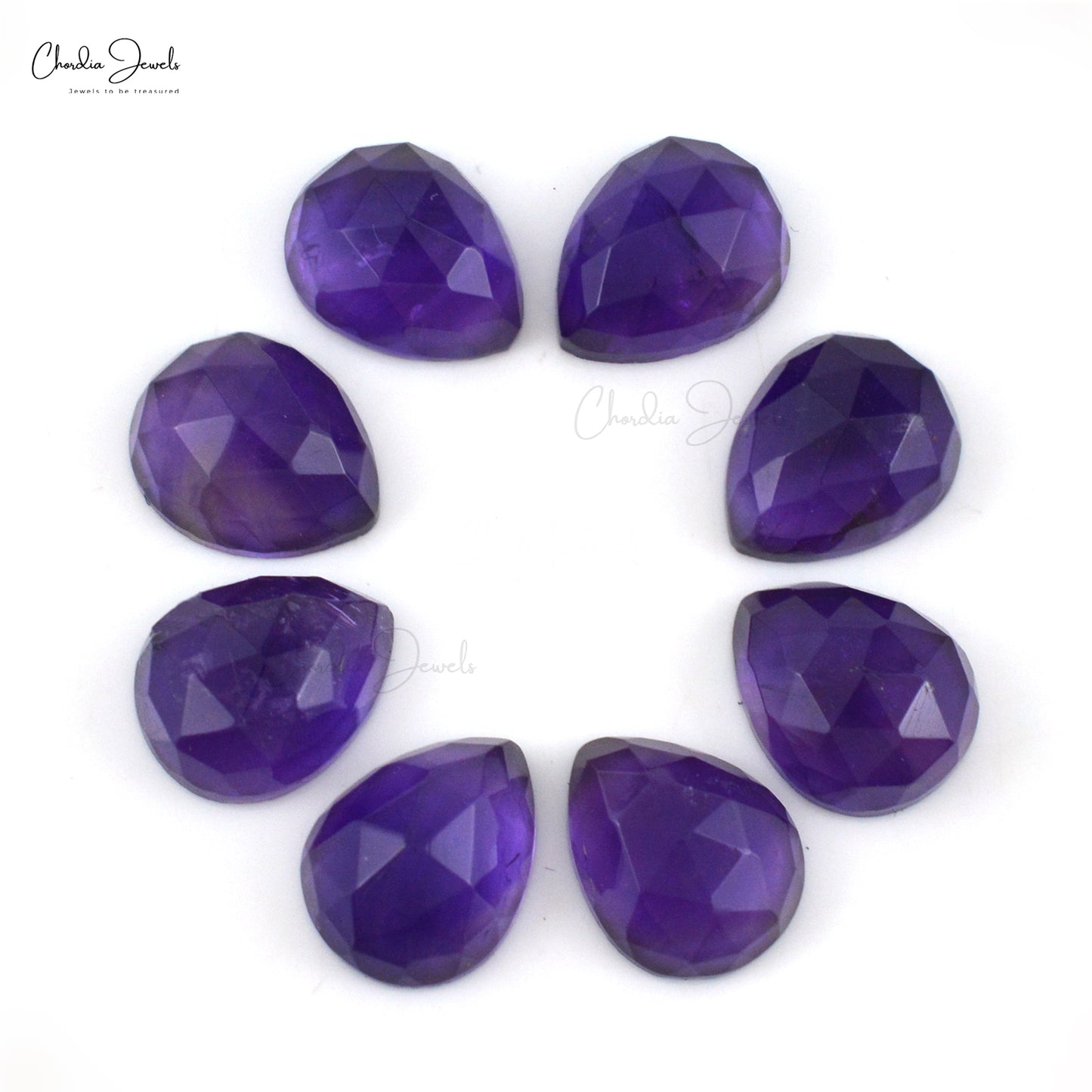 African Loose Stone 10x8mm Pear Cut Amethyst Faceted Gemstone for Sale, 8 Piece