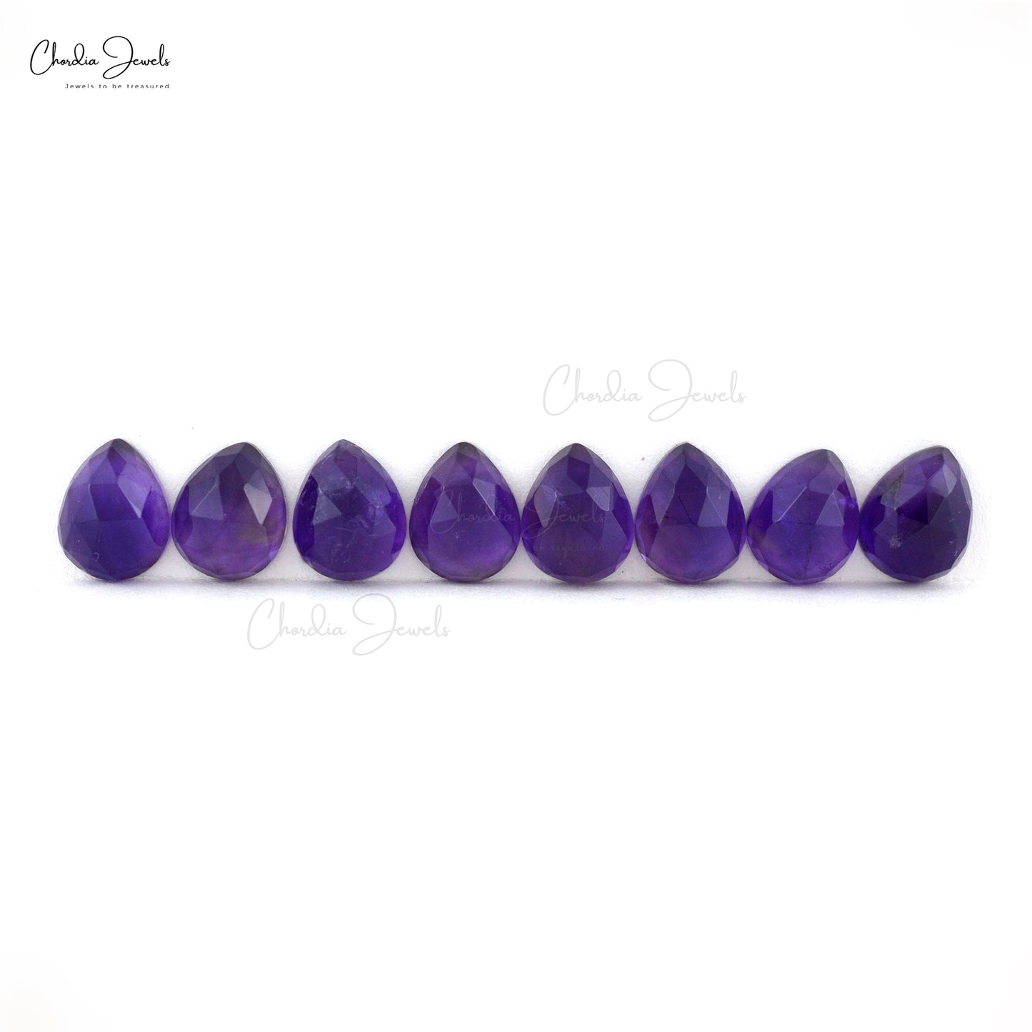 African Loose Stone 10x8mm Pear Cut Amethyst Faceted Gemstone for Sale, 8 Piece