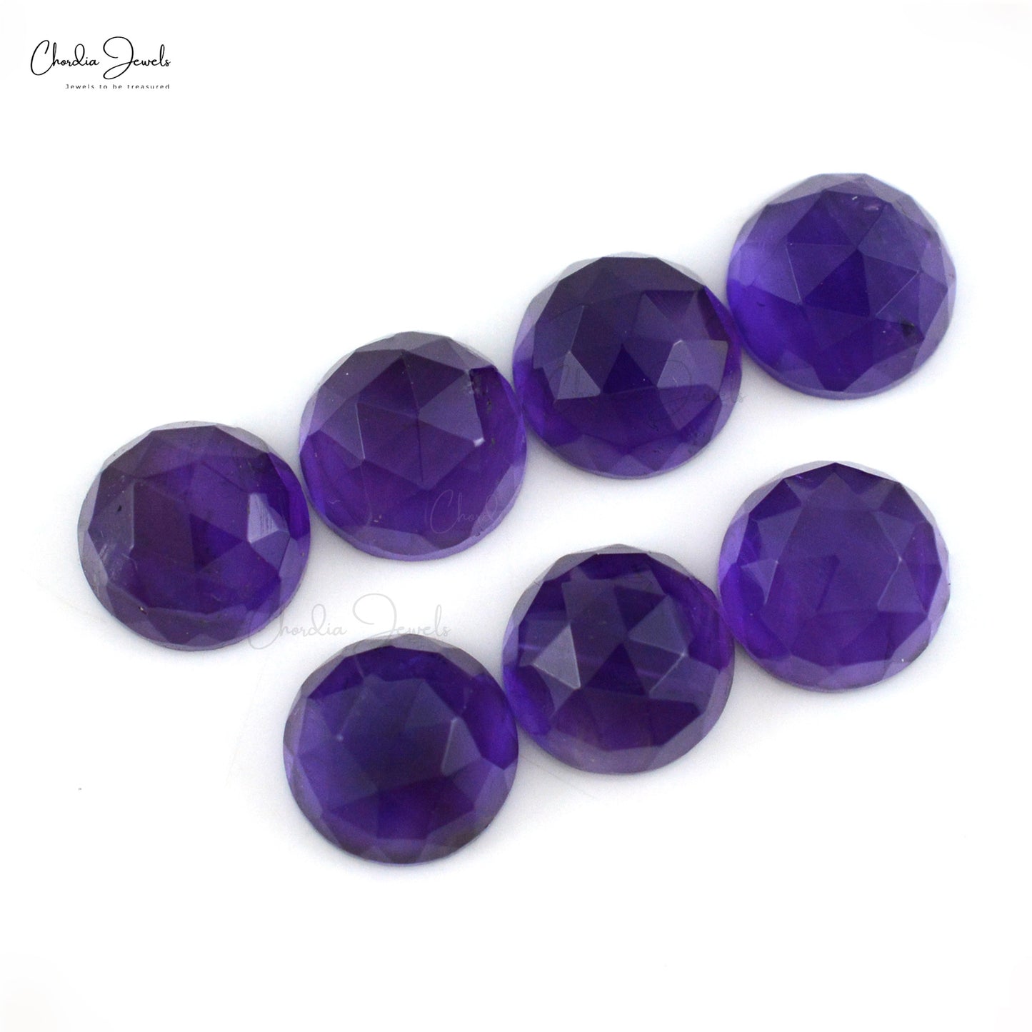 AAA Amethyst 8mm Brilliant Rose Cut Gemstone Lot For Jewelry Making, 7 Piece