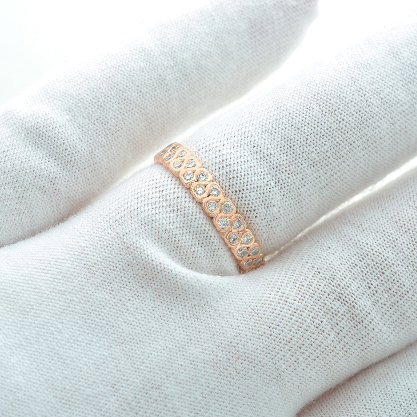 Solid 14k Rose Gold Eternity Ring with 0.79 Ct White Diamond Stacking Band Rings Size US7