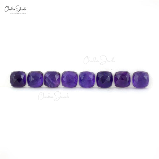 Cushion Cut 8mm Amethyst Gemstone Faceted Fine Loose Stones for Pendants, 7 Piece