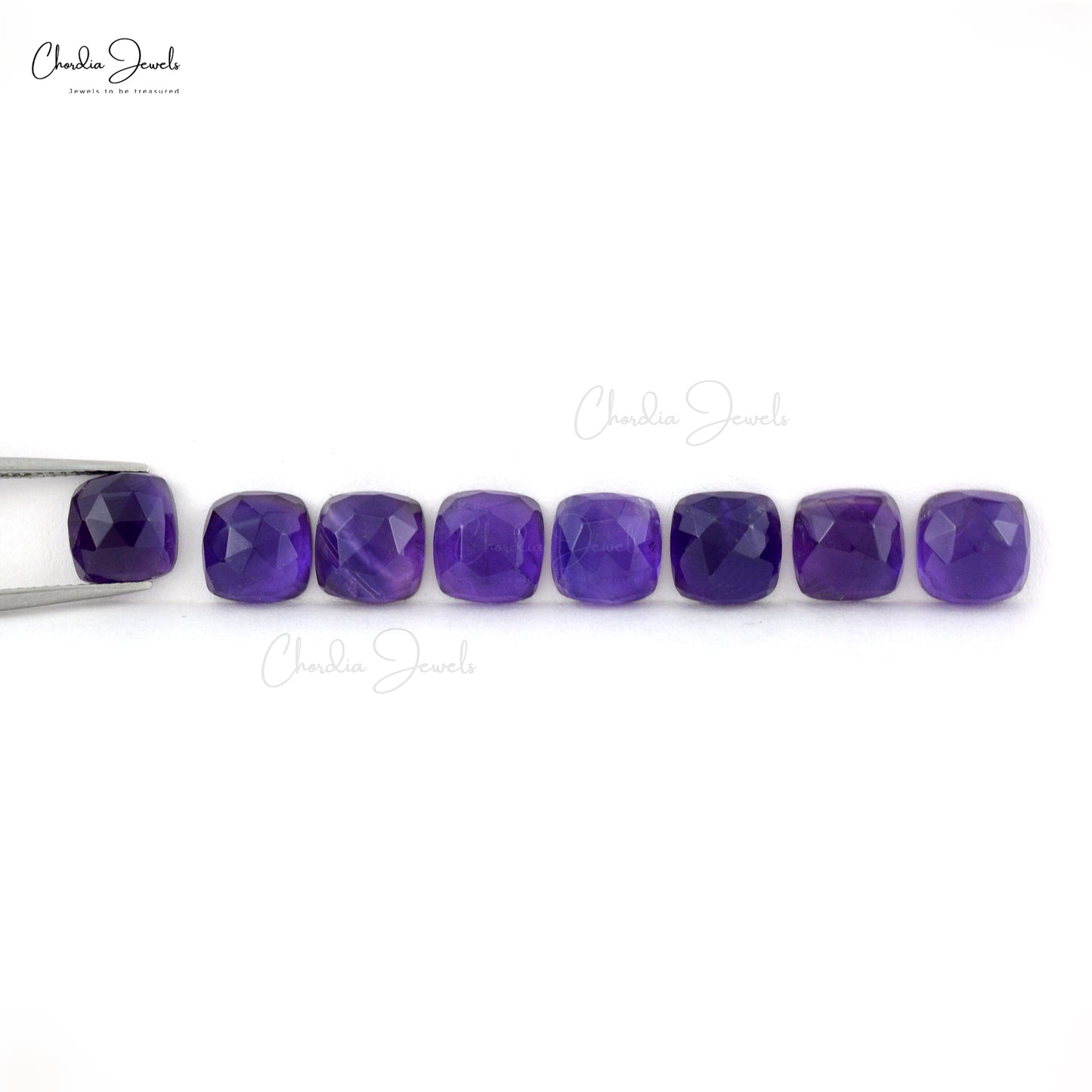 Cushion Cut 8mm Amethyst Gemstone Faceted Fine Loose Stones for Pendants, 7 Piece