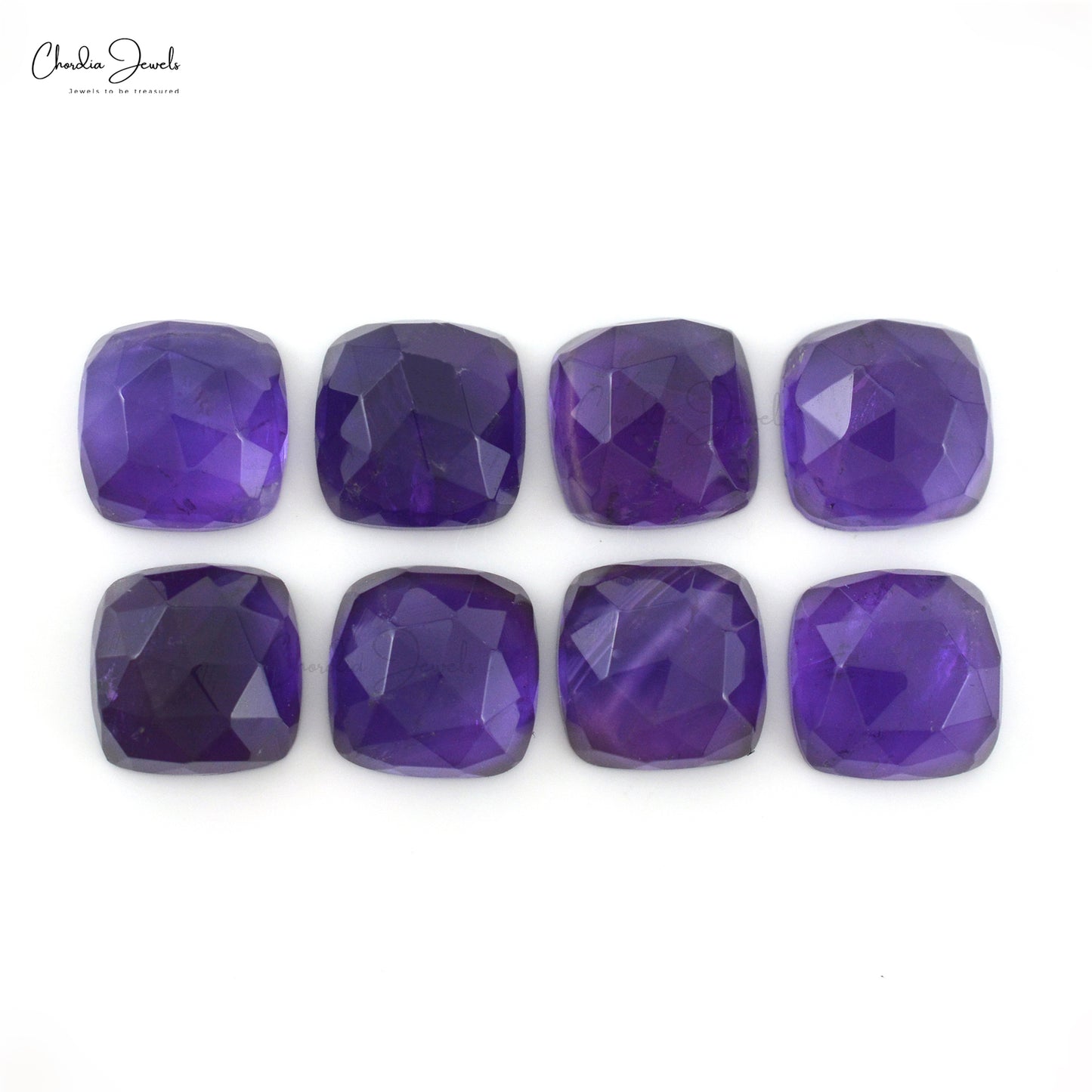 Cushion Cut 8mm Amethyst Gemstone Faceted Fine Loose Stones for Pendants, 7 Piece