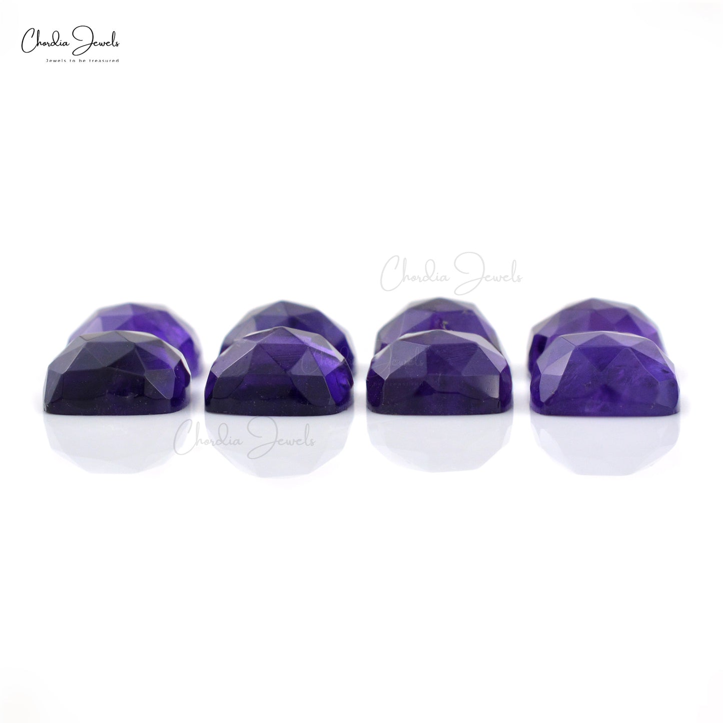 Cushion Cut 8mm Amethyst Gemstone Faceted Fine Loose Stones for Pendants, 7 Piece