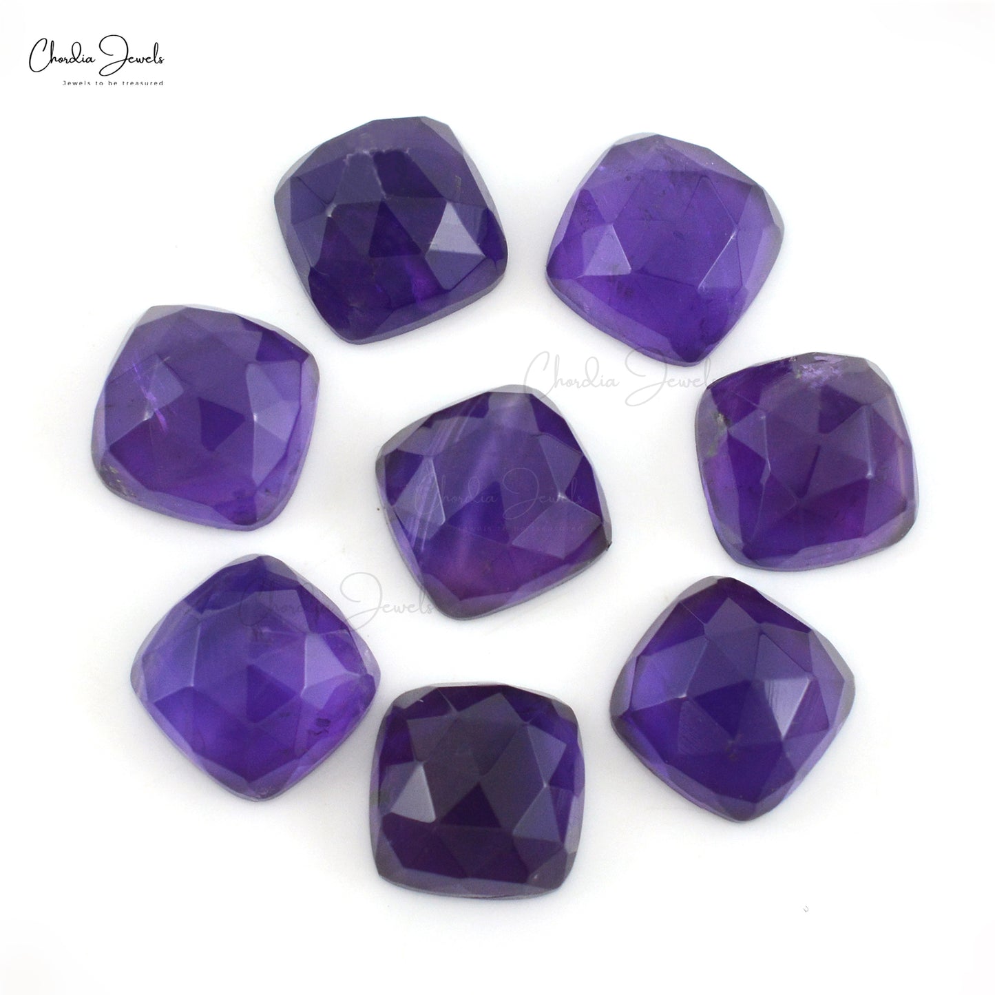 Cushion Cut 8mm Amethyst Gemstone Faceted Fine Loose Stones for Pendants, 7 Piece