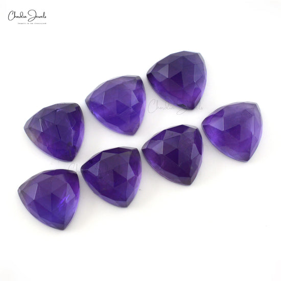 Semi Precious Amethyst 12.34 Ct Trillion Cut Gemstones Lot for Gold Silver Jewelry, 7 Piece