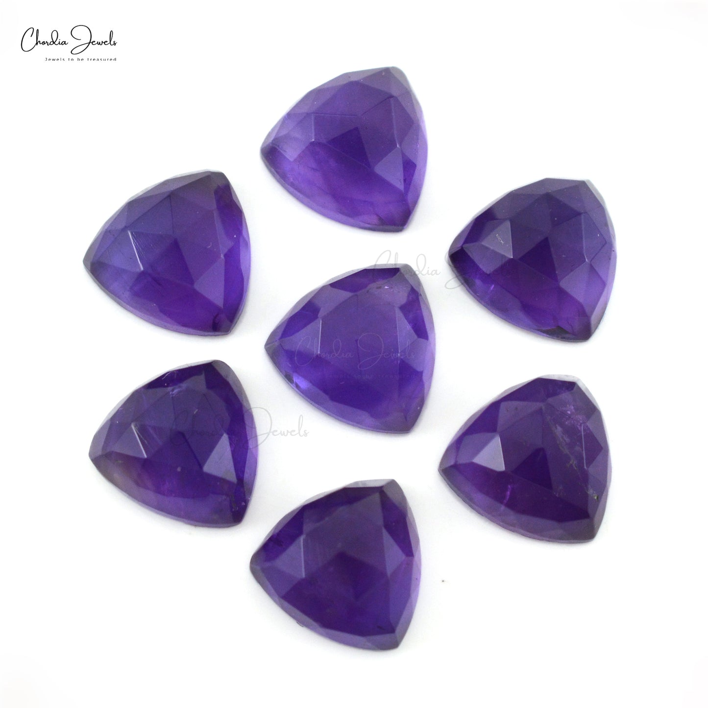 Semi Precious Amethyst 12.34 Ct Trillion Cut Gemstones Lot for Gold Silver Jewelry, 7 Piece