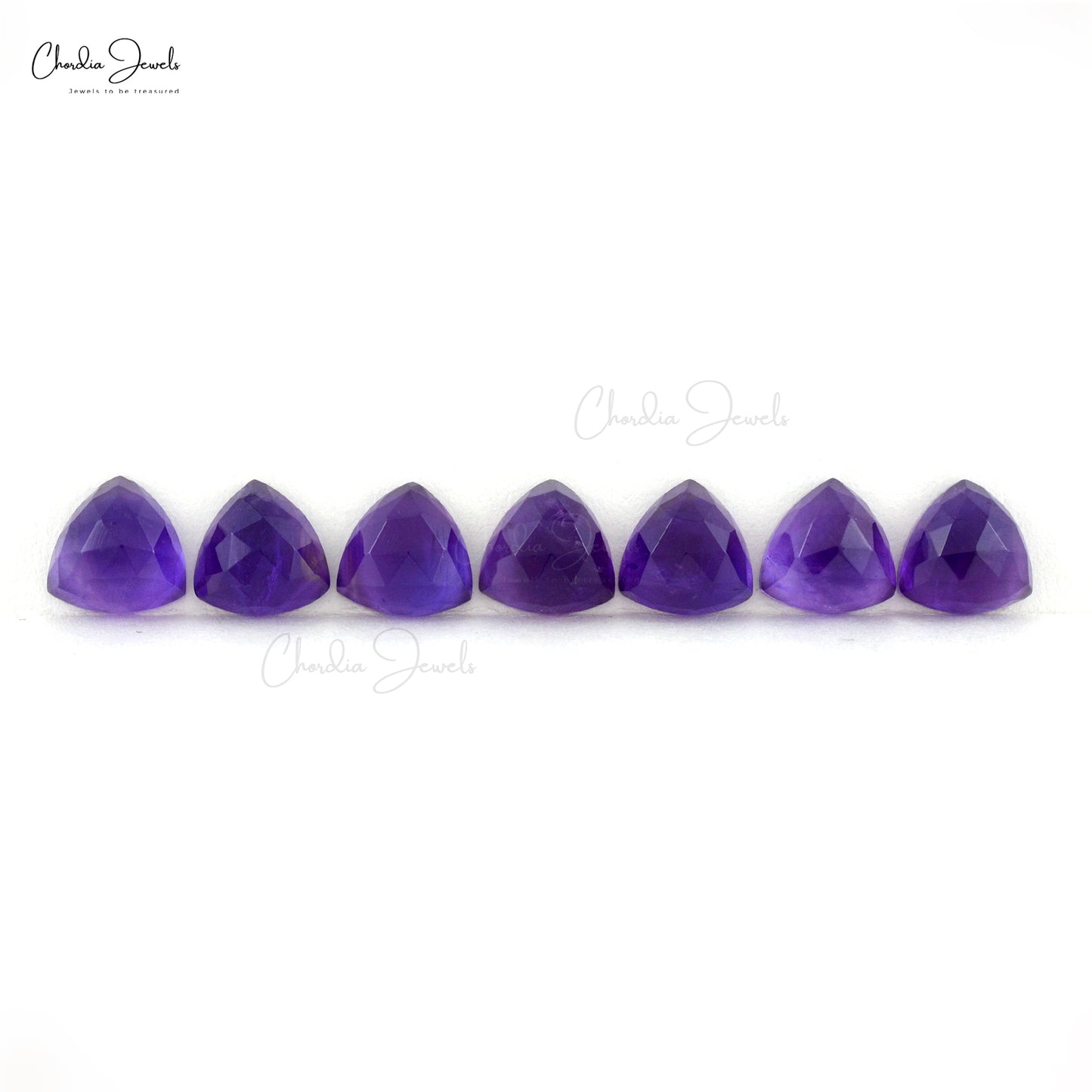 Semi Precious Amethyst 12.34 Ct Trillion Cut Gemstones Lot for Gold Silver Jewelry, 7 Piece