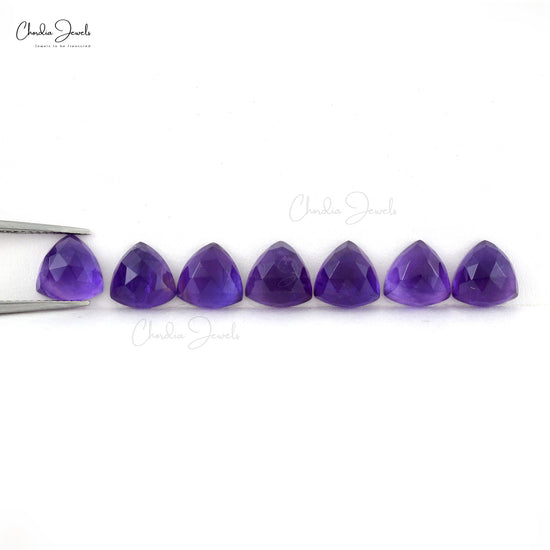 Semi Precious Amethyst 12.34 Ct Trillion Cut Gemstones Lot for Gold Silver Jewelry, 7 Piece