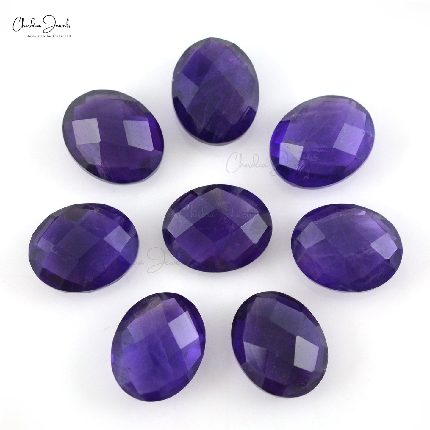 Oval Amethyst 10x8mm Both Side Faceted Semi Precious Stones Lot At Best Price, 8 Piece