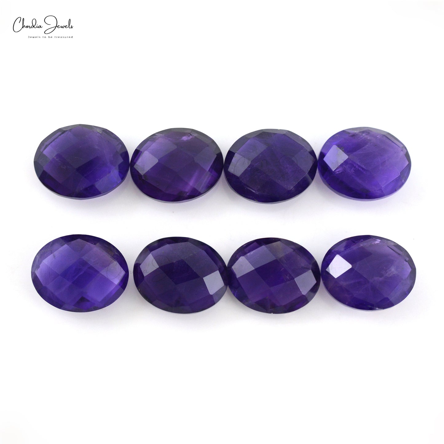 Oval Amethyst 10x8mm Both Side Faceted Semi Precious Stones Lot At Best Price, 8 Piece