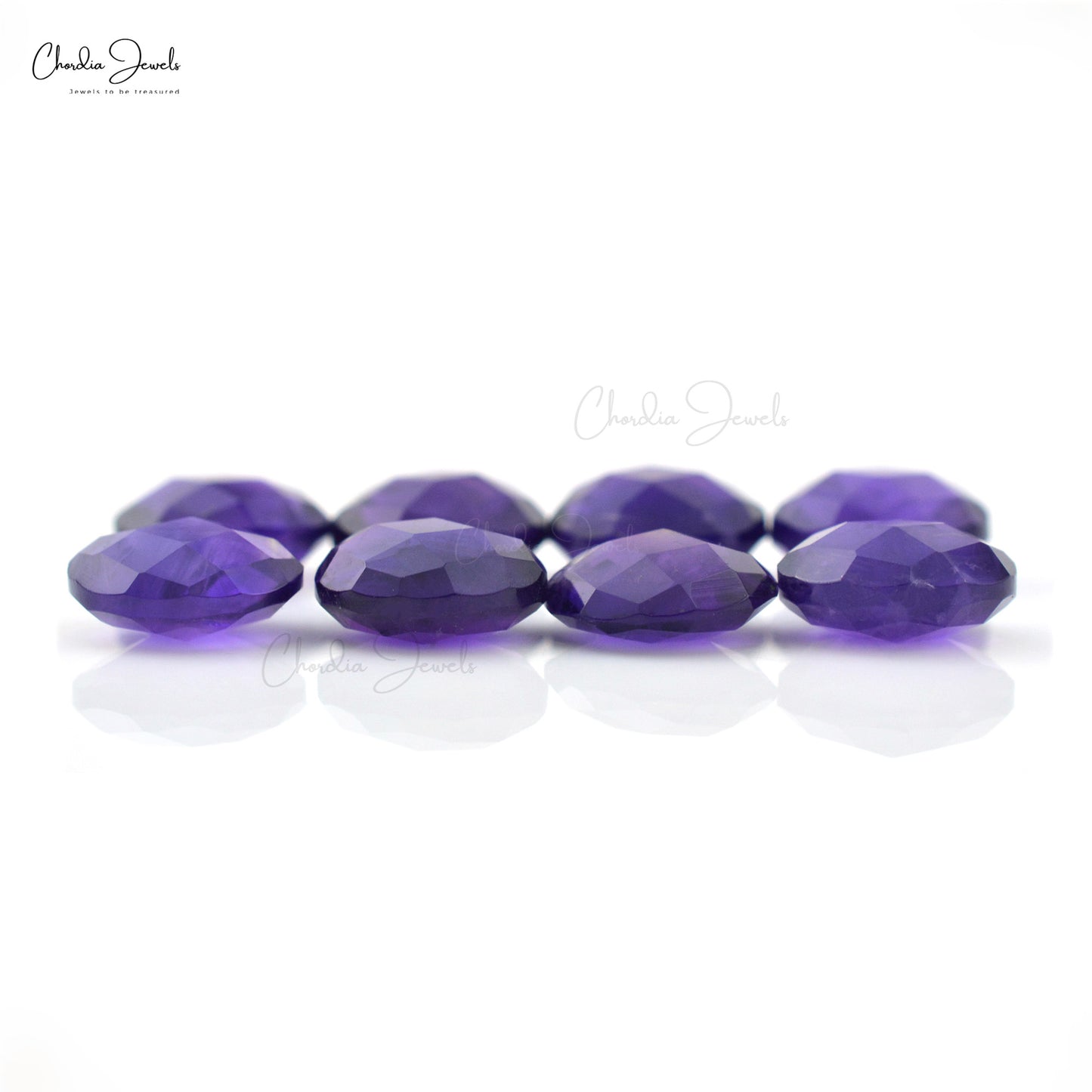 Oval Amethyst 10x8mm Both Side Faceted Semi Precious Stones Lot At Best Price, 8 Piece