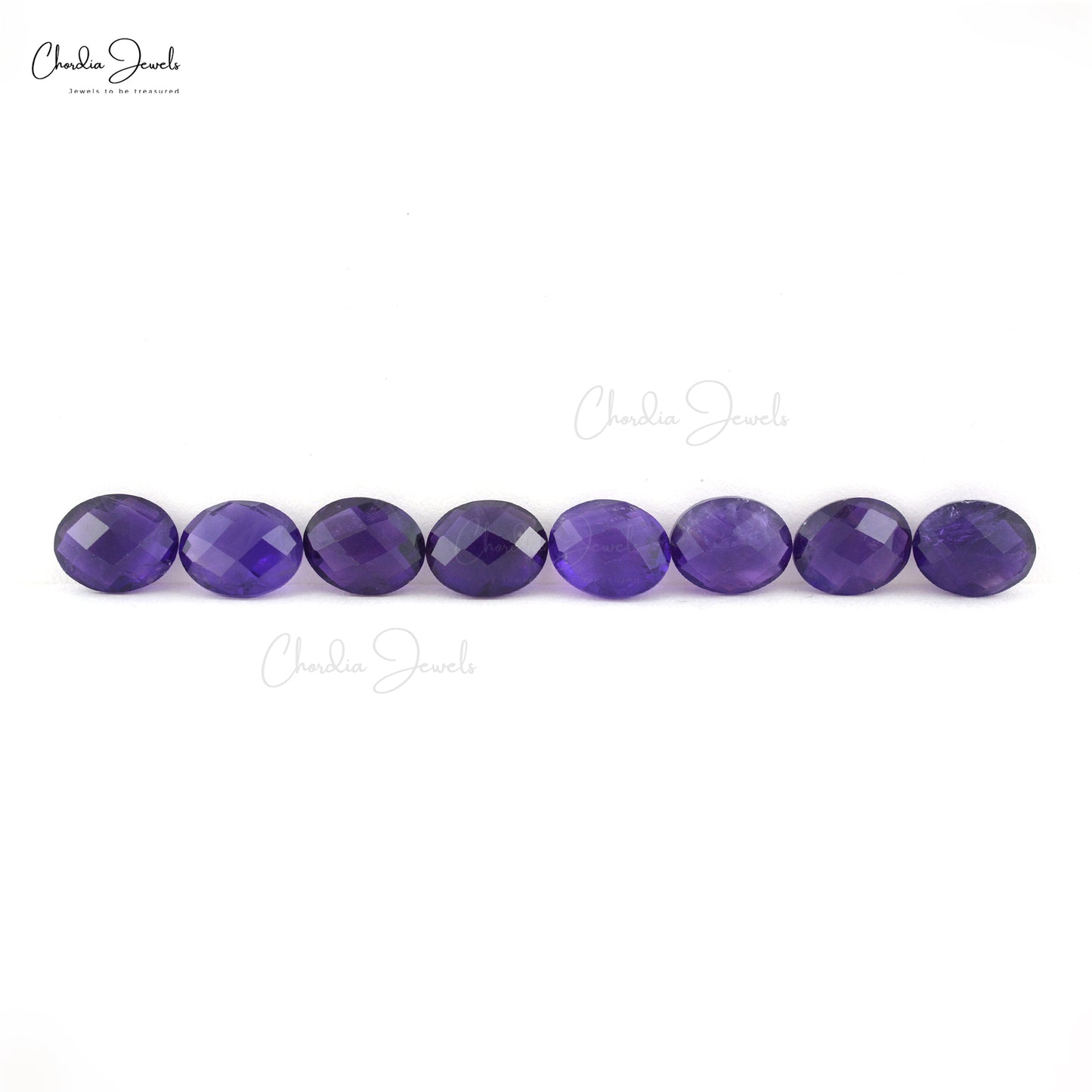 Oval Amethyst 10x8mm Both Side Faceted Semi Precious Stones Lot At Best Price, 8 Piece