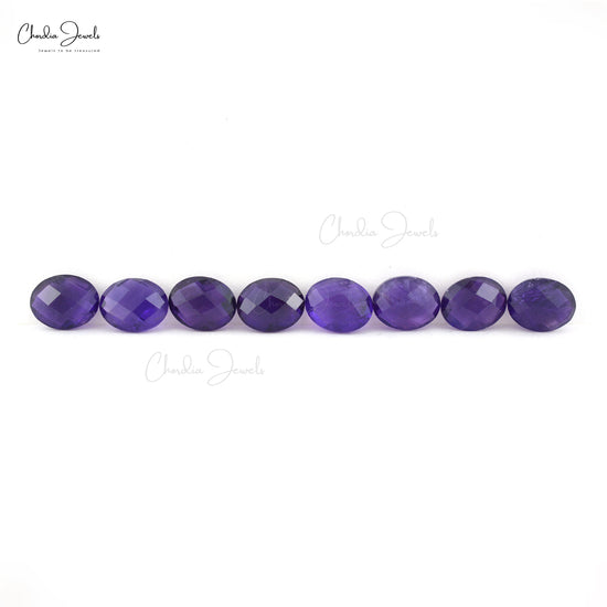 Oval Amethyst 10x8mm Both Side Faceted Semi Precious Stones Lot At Best Price, 8 Piece