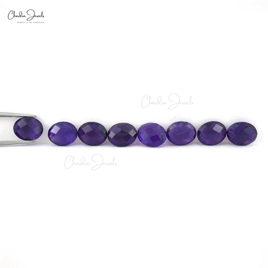 Oval Amethyst 10x8mm Both Side Faceted Semi Precious Stones Lot At Best Price, 8 Piece