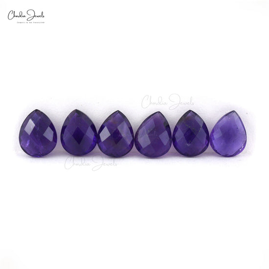 Delicate 14.48 Carat Amethyst Pear Briolette Faceted Loose Wholesale Gemstone Lot, 6 Piece