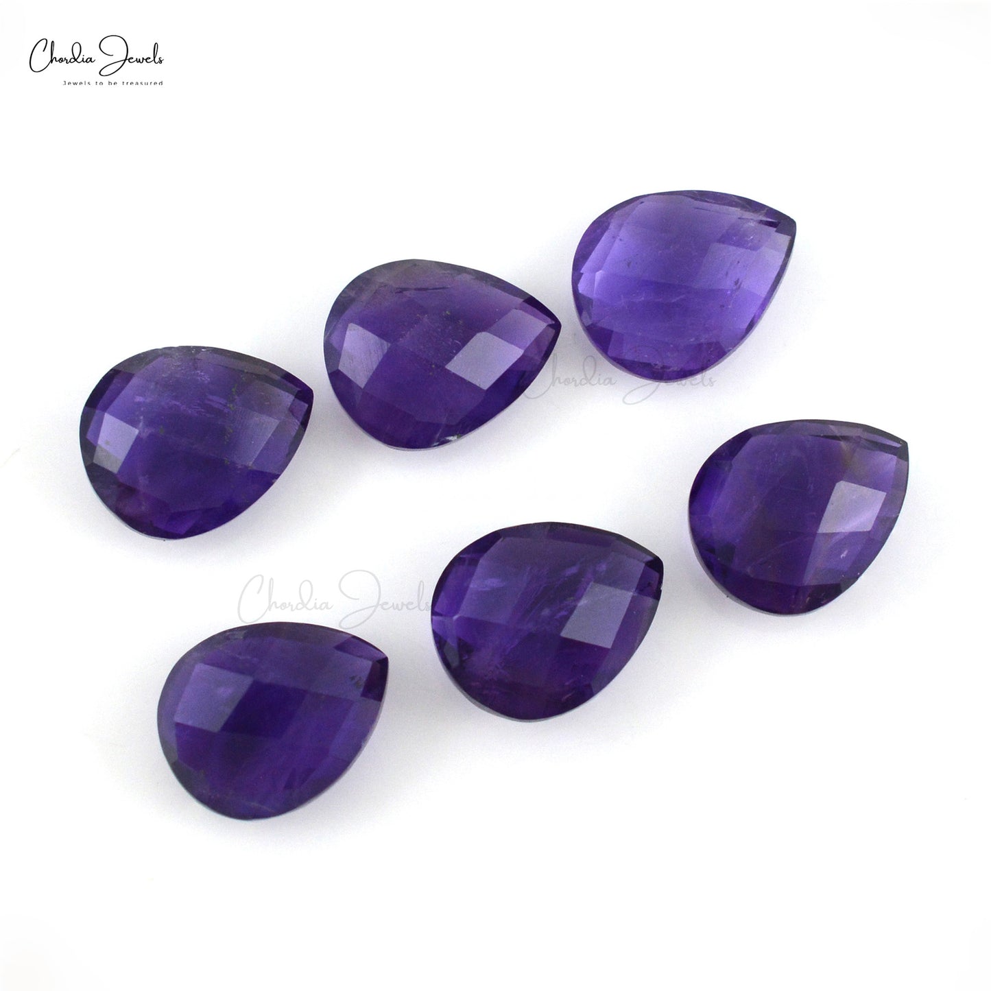 Delicate 14.48 Carat Amethyst Pear Briolette Faceted Loose Wholesale Gemstone Lot, 6 Piece