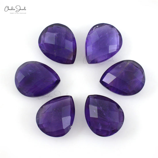 Delicate 14.48 Carat Amethyst Pear Briolette Faceted Loose Wholesale Gemstone Lot, 6 Piece