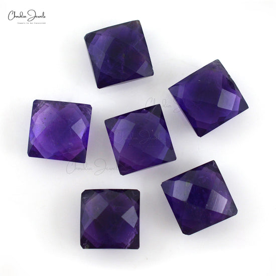 AAA Quality Loose Stone Square Briolette 15.28 Ct Amethyst Gemstone Lots, 6 Piece