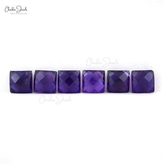 AAA Quality Loose Stone Square Briolette 15.28 Ct Amethyst Gemstone Lots, 6 Piece