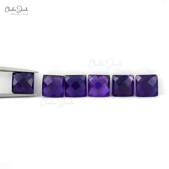 AAA Quality Loose Stone Square Briolette 15.28 Ct Amethyst Gemstone Lots, 6 Piece