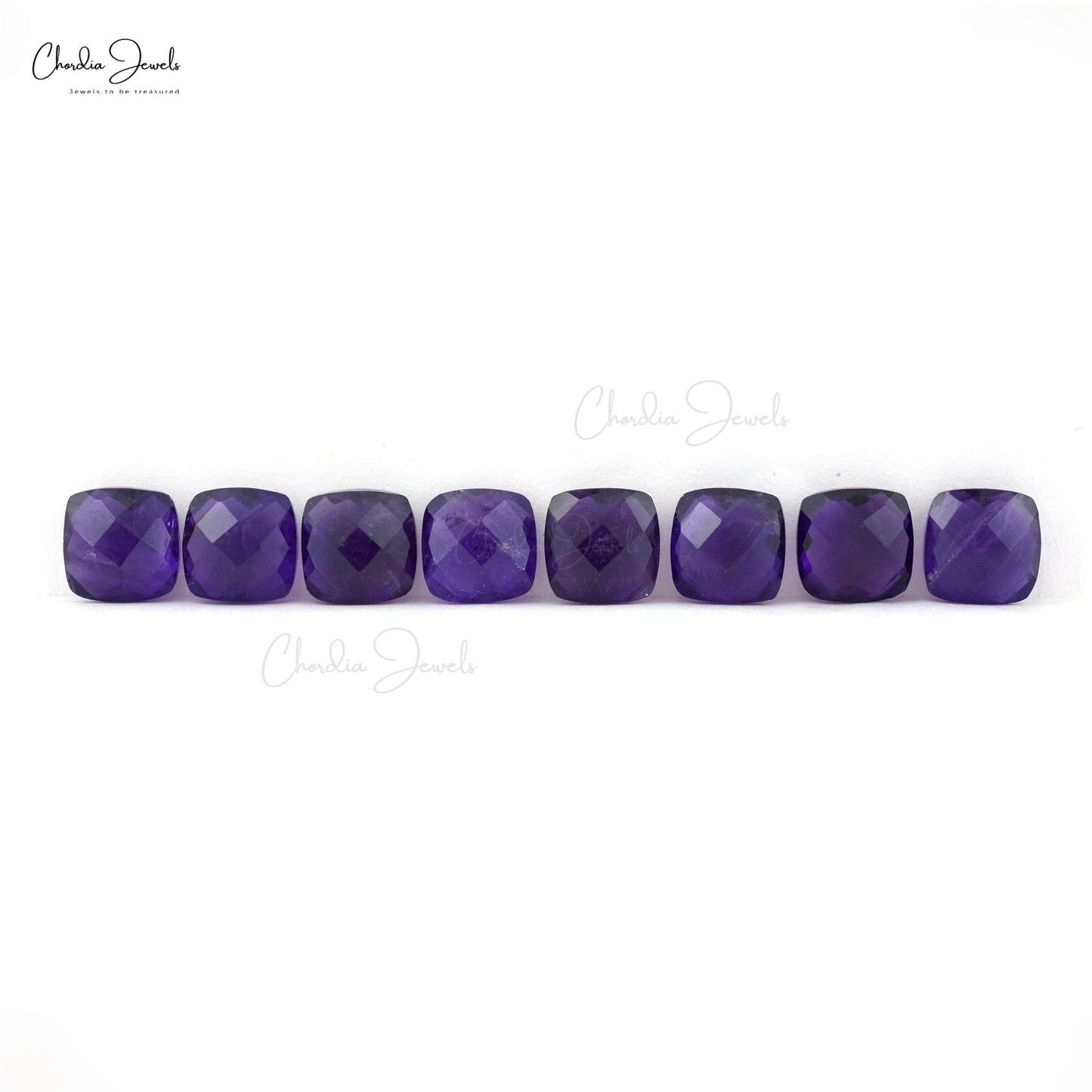 Natural African Amethyst 8mm Cushion Briolette Loose Gemstone For Jewelry Making, 8 Piece