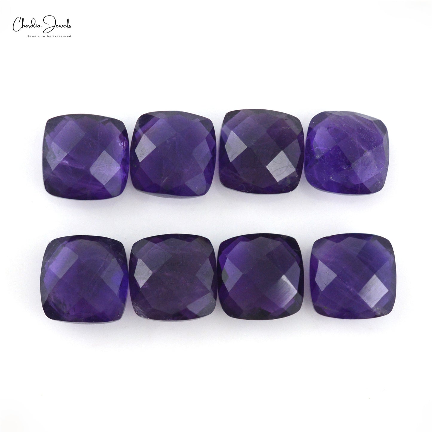 Natural African Amethyst 8mm Cushion Briolette Loose Gemstone For Jewelry Making, 8 Piece