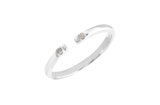 Open Cuff White Zircon Ring In 925 Sterling Silver Anniversary Rings For Women