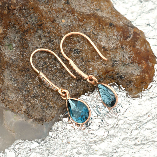 9ct Long Blue Topaz Drop Earrings – NinaBreddal