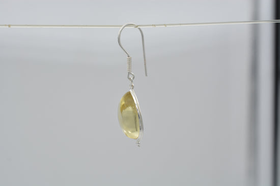 Gemstone Dangle Earrings In 925 Sterling Silver Lemon Quartz Cabochon Earrings