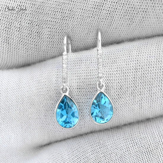 Buy Swiss Blue Topaz Earrings