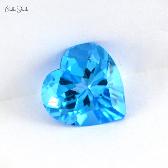 Natural Loose Gemstone Swiss Blue Topaz 6.08 Ct Heart Cut Faceted Stone for Jewelry