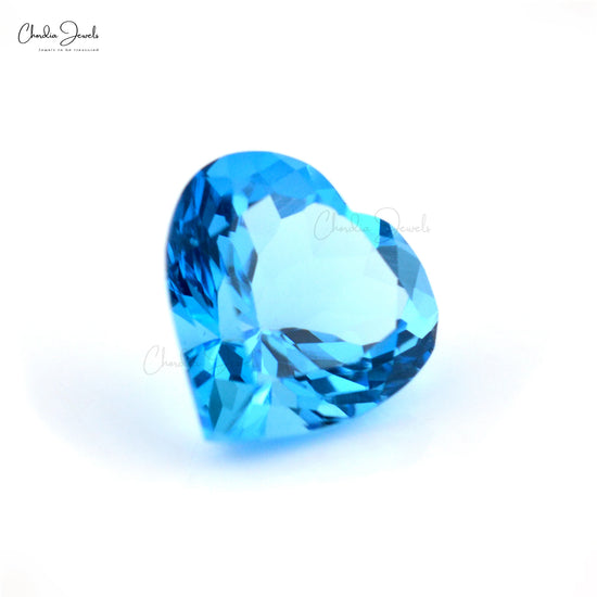 Natural Loose Gemstone Swiss Blue Topaz 6.08 Ct Heart Cut Faceted Stone for Jewelry