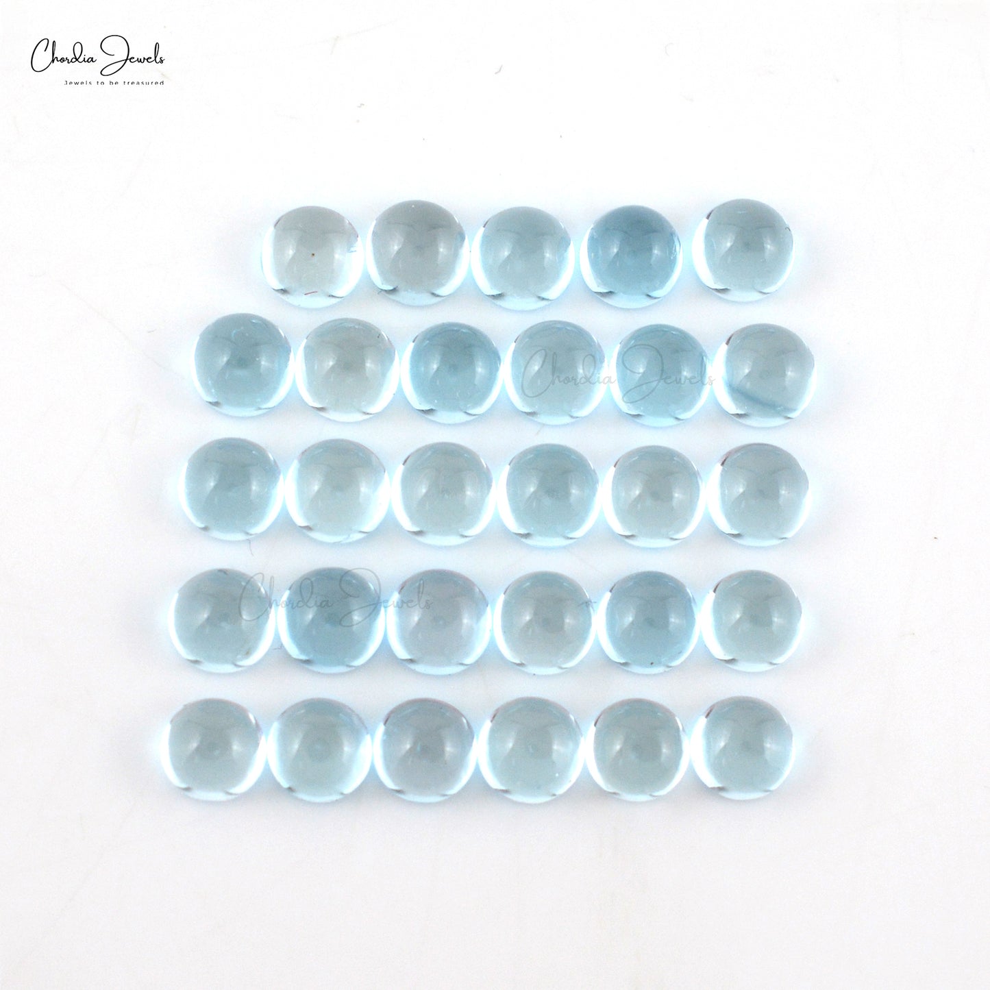 Natural Sky Blue Topaz Cabochon 4mm Loose Gemstone Lot For Jewelry Making, 29 Piece