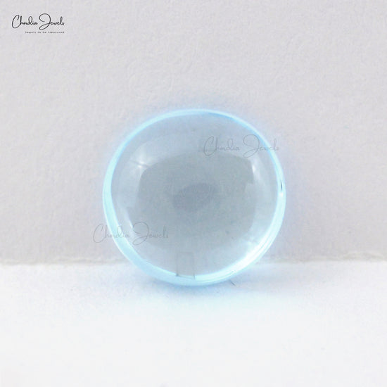 Round Cabochon 8mm Sky Blue Topaz Semi Precious Loose Gemstone, 1 Piece