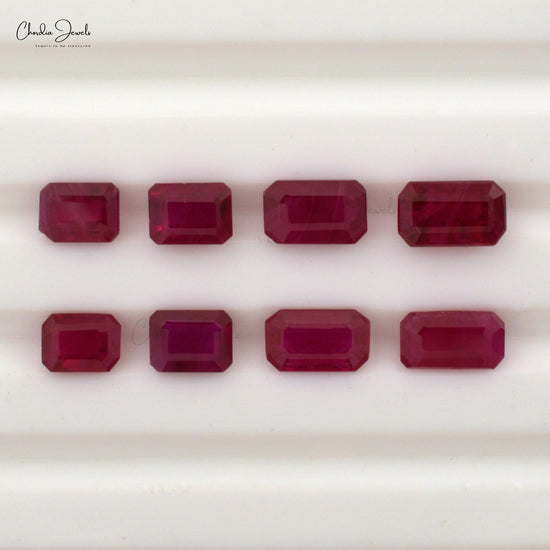 Wholesale Lot Natural Octagon Cut Ruby 4x3mm - 7x5mm Gemstone For Jewelry Making, 1 Piece