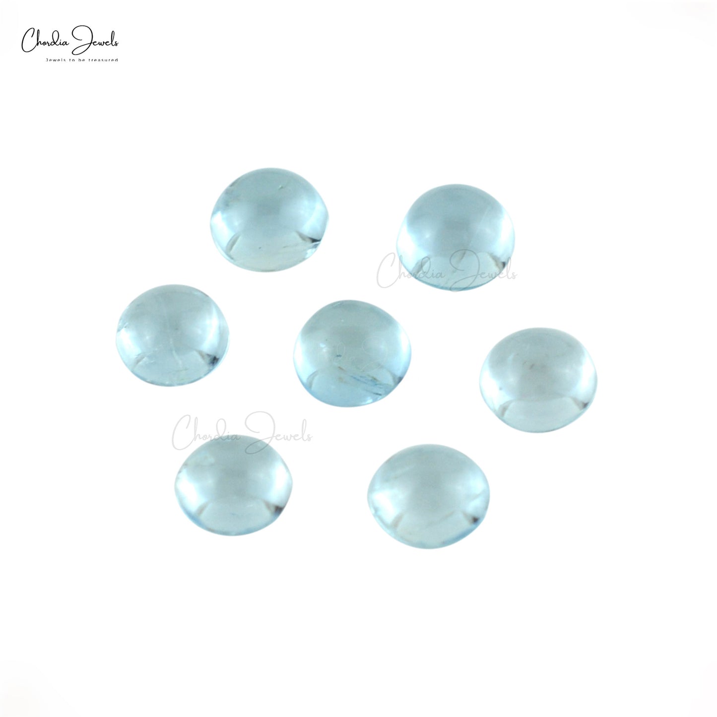 Round Cabochon 5X5MM March Birthstone Aquamarine Loose Gemstone Supplier, 25 Piece