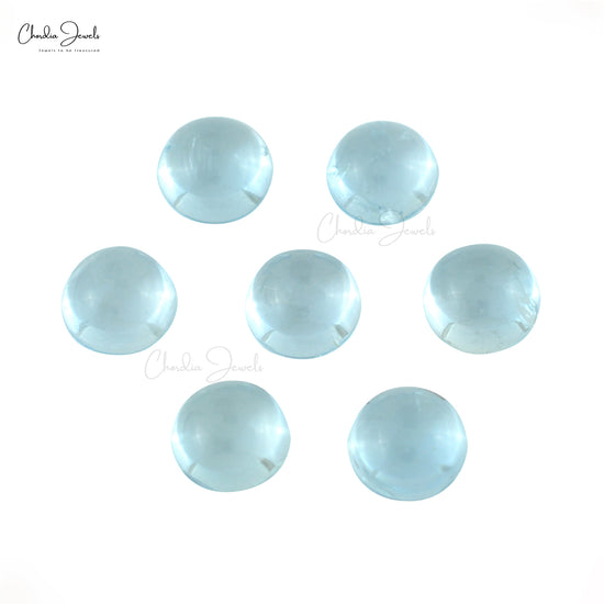 March Birthstone Aquamarine Round Cabochon 6X6MM Loose Gemstone for Sale, 19 Piece