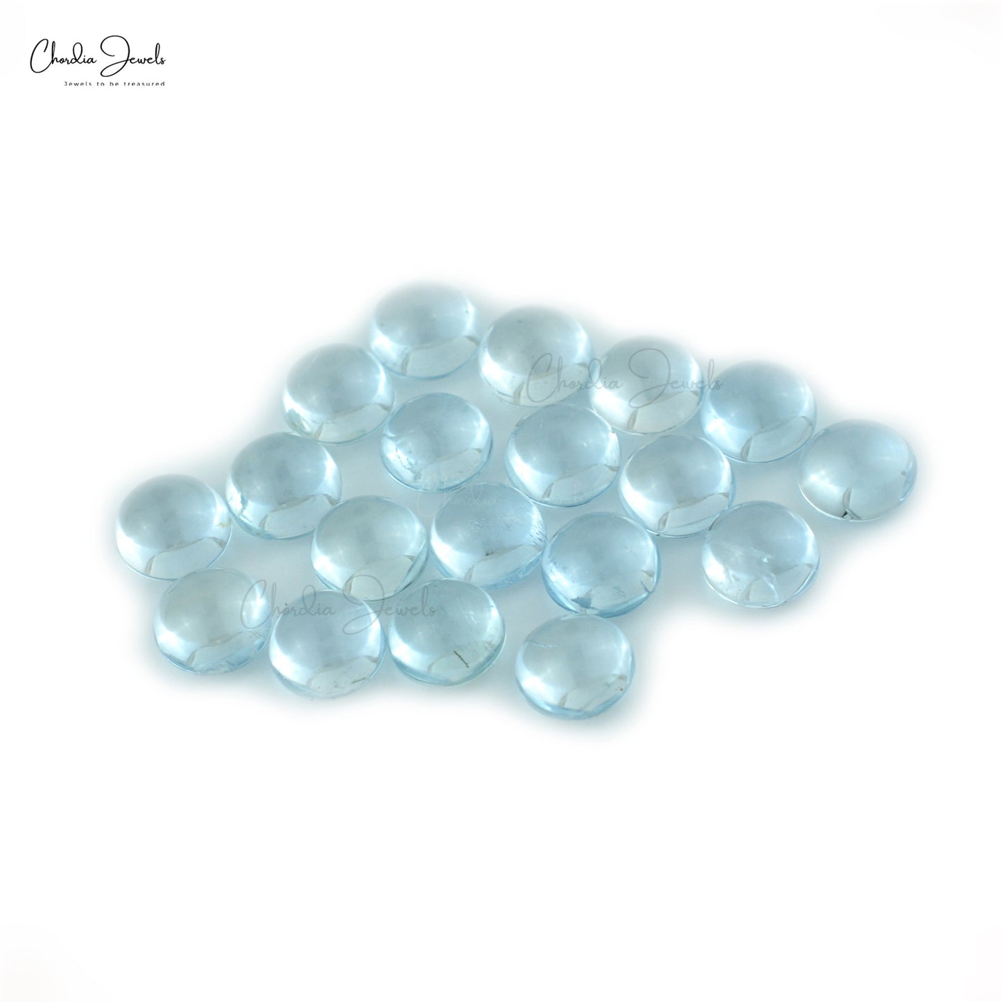 March Birthstone Aquamarine Round Cabochon 6X6MM Loose Gemstone for Sale, 19 Piece